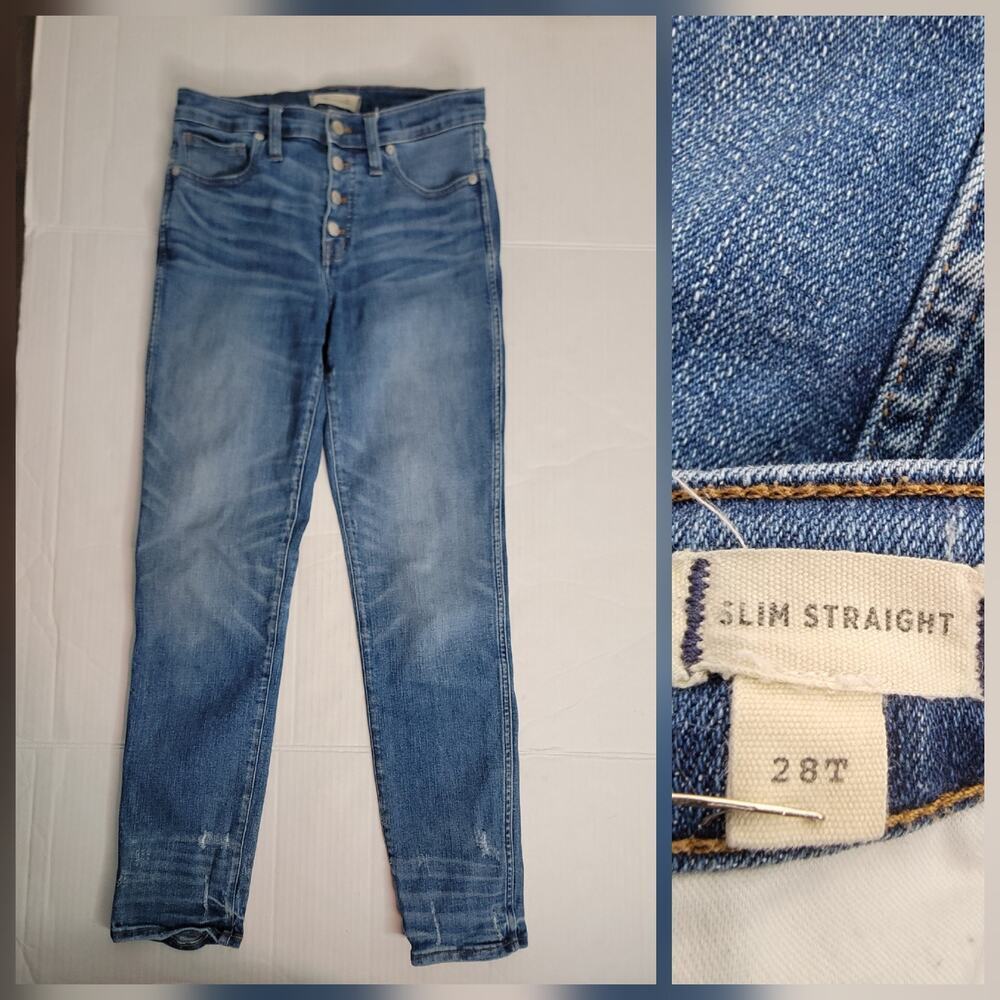 Madewell Jeans Sz 28 Tall Slim Straight Expose Button Fly Stretch